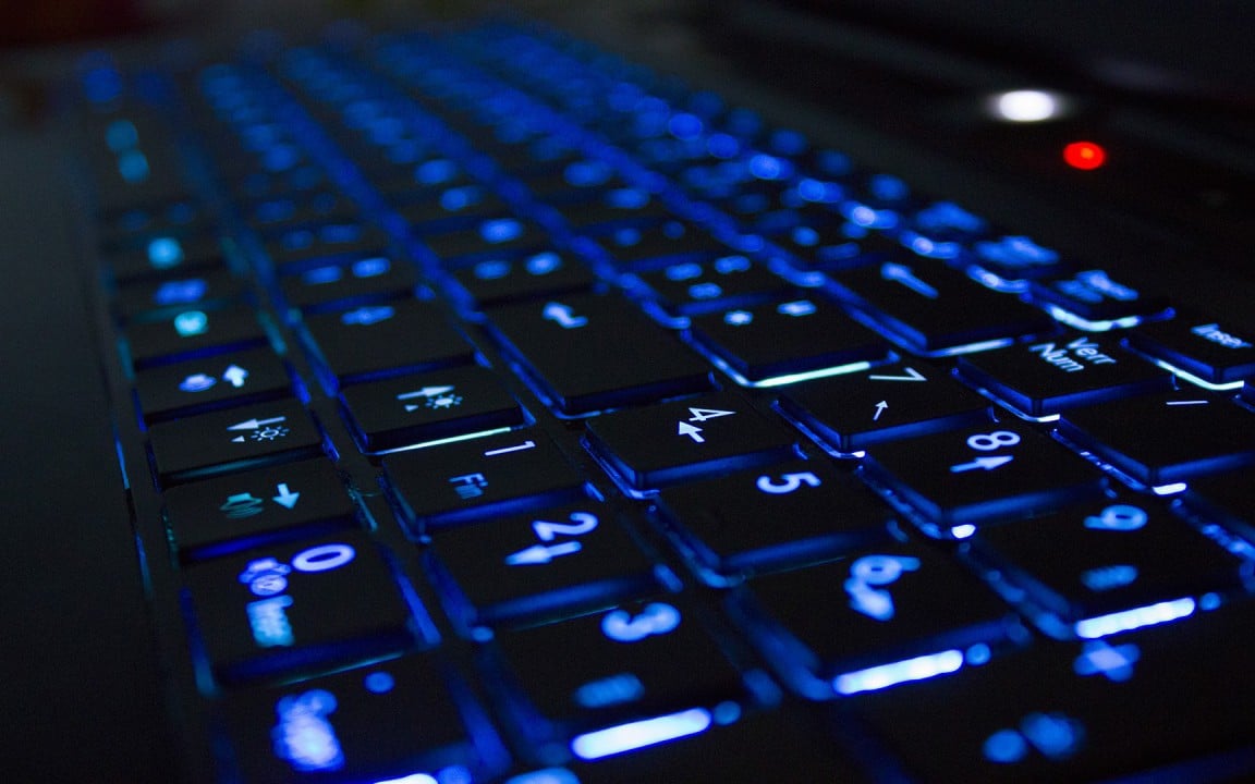 Black keyboard with blue blacklights